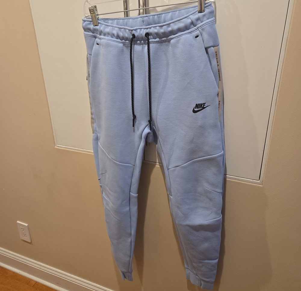 Nike Kids Pale Blue Fleece Joggers with Black Drawstring